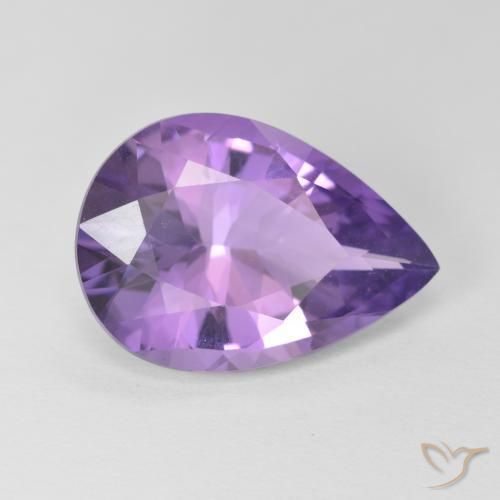5.39 ct Violet Amethyst Stone, Natural Amethyst in Pear Facet Shape for Sale
