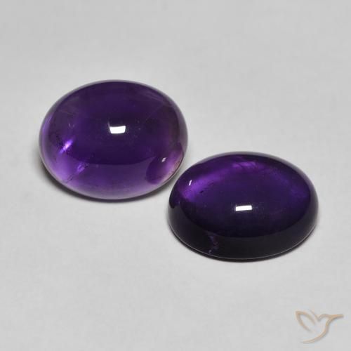 5.50 ctw Violet Amethyst Stones, Natural Amethyst in Oval Cabochon Shape for Sale
