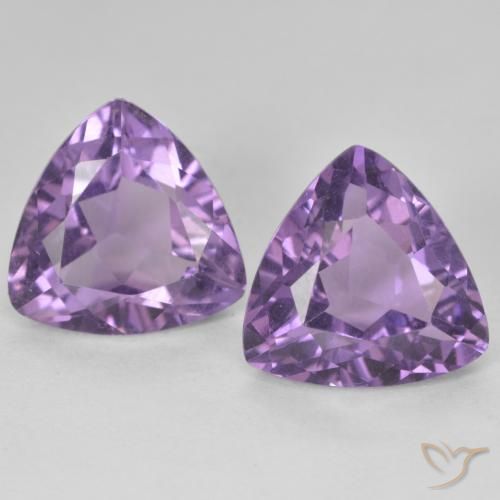 5.62 ctw Violet Amethyst Gemstones, Amethyst Gems in Trillion Facet Shape for Sale.