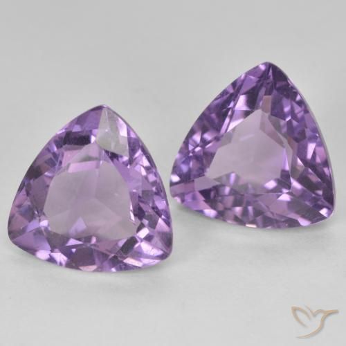 5.62 ctw Violet Amethyst Stones, Natural Amethyst in Trillion Facet Shape for Sale