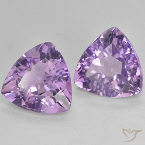 5.57 ctw Violet Amethyst Stones, Natural Amethyst in Trillion Facet Shape for Sale