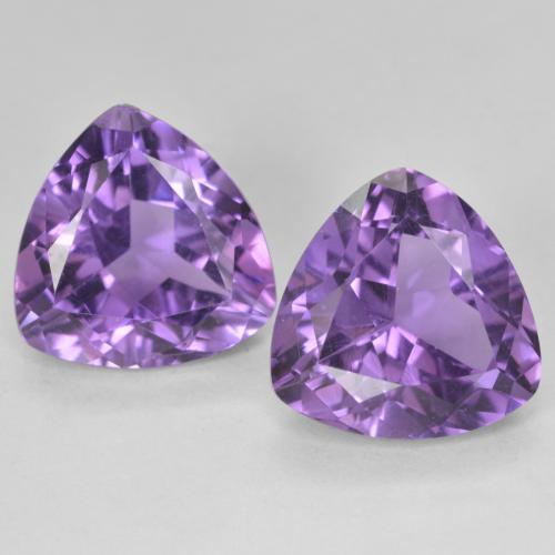 2 Améthystes Trillion assorties de 10,1 x 10mm, poids total de 5,63 ct / moyenne de 2,82 ct chacune, Violet intense à pureté vvs-vs, pierre gemme naturelle Non traité, dureté Mohs de 7 convient aux bijoux de tous les jours, pierre de sagesse, Pierre de l'esprit, Photo A