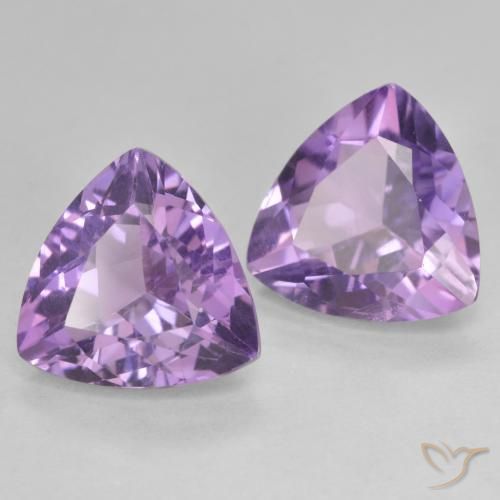 5.55 ctw Violet Amethyst Stones, Natural Amethyst in Trillion Facet Shape for Sale