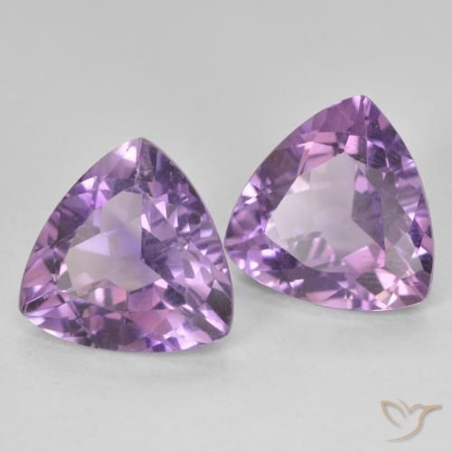 5.63 ctw Violet Amethyst Stones, Natural Amethyst in Trillion Facet Shape for Sale