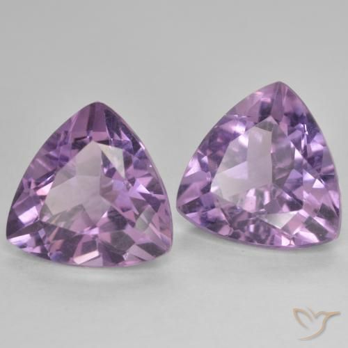 5.76 ctw Violet Amethyst Stones, Natural Amethyst in Trillion Facet Shape for Sale