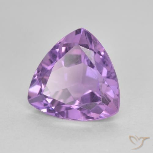 3.08 ct Violet Amethyst Stone, Natural Amethyst in Trillion Facet Shape for Sale