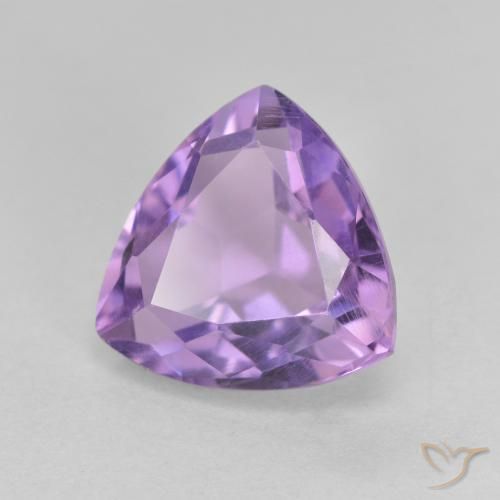 3.28 ct Violet Amethyst Stone, Natural Amethyst in Trillion Facet Shape for Sale