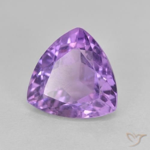 3.21 ct Violet Amethyst Stone, Natural Amethyst in Trillion Facet Shape for Sale