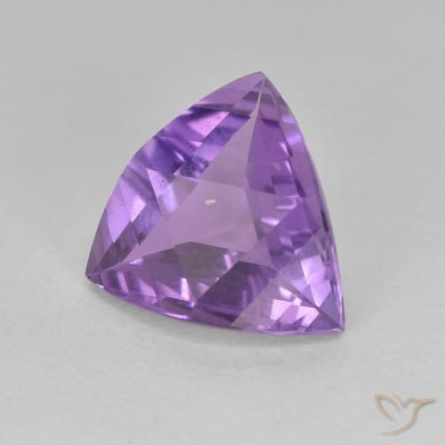 2.85 ct Violet Amethyst Stone, Natural Amethyst in Trillion Facet Shape for Sale