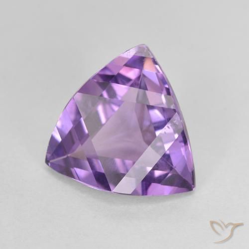 2.95 ct Violet Amethyst Stone, Natural Amethyst in Trillion Facet Shape for Sale
