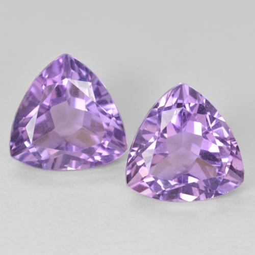 2 Améthystes Trillion assorties de 10,1 x 10mm, poids total de 6,08 ct / moyenne de 3,04 ct chacune, Violet moyen à pureté vvs-vs, pierre gemme naturelle Non traité, dureté Mohs de 7 convient aux bijoux de tous les jours, pierre de sagesse, Pierre précieuse de l'année du dragon, Photo A