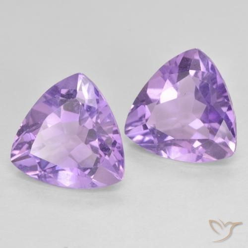 5.59 ctw Violet Amethyst Stones, Natural Amethyst in Trillion Facet Shape for Sale