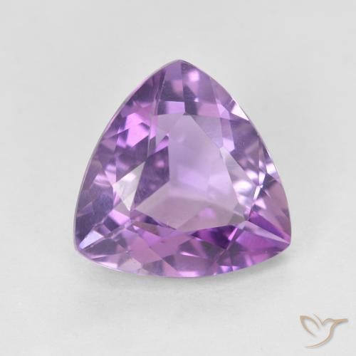 3.03 ct Violet Amethyst Stone, Natural Amethyst in Trillion Facet Shape for Sale
