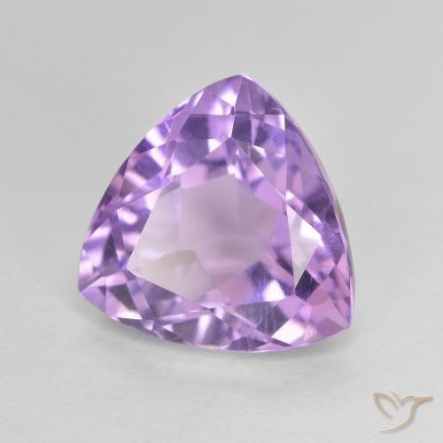 3.21 ct Violet Amethyst Stone, Natural Amethyst in Trillion Facet Shape for Sale