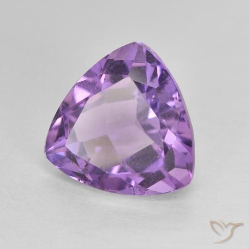 3.19 ct Violet Amethyst Stone, Natural Amethyst in Trillion Facet Shape for Sale