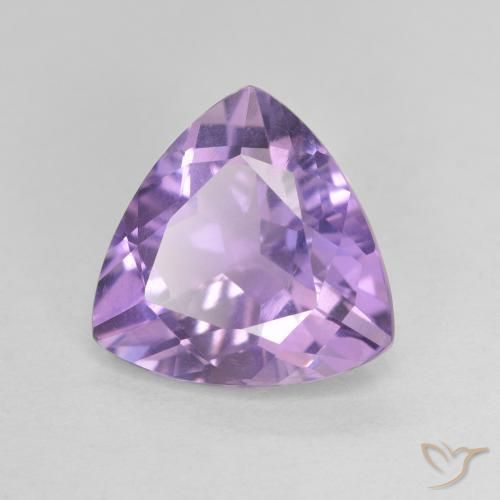 2.61 ct Violet Amethyst Stone, Natural Amethyst in Trillion Facet Shape for Sale