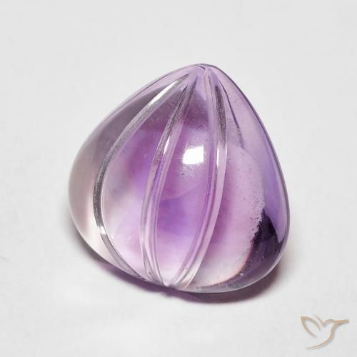 4.11 ct Violet Amethyst Stone, Natural Amethyst in Carved Pear Shape for Sale