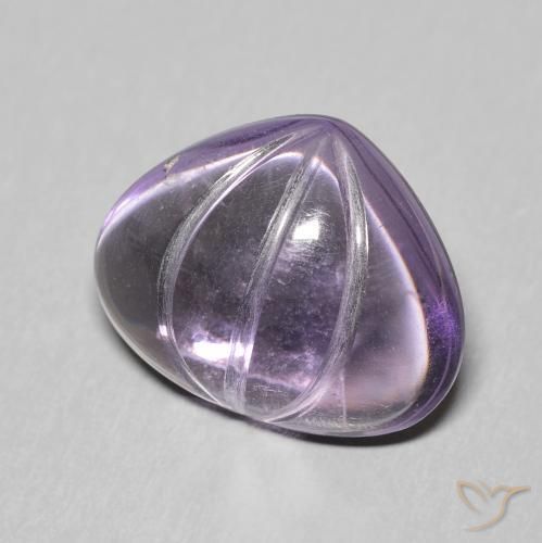 5.85 ct Violet Amethyst Stone, Natural Amethyst in Carved Pear Shape for Sale