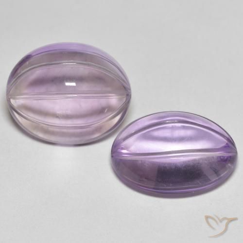 10.99 ctw Violet Amethyst Stones, Natural Amethyst in Carved Oval Shape for Sale