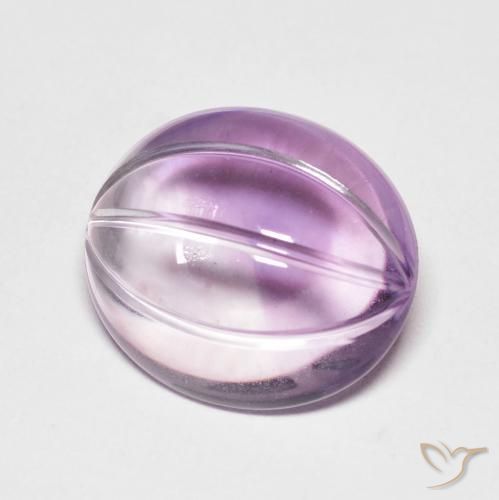 7.81 ct Violet Amethyst Stone, Natural Amethyst in Carved Oval Shape for Sale