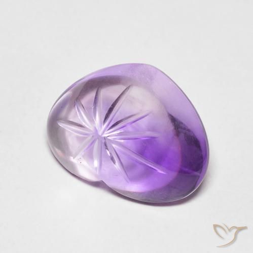 5.99 ct Violet Amethyst Stone, Natural Amethyst in Carved Heart Shape for Sale
