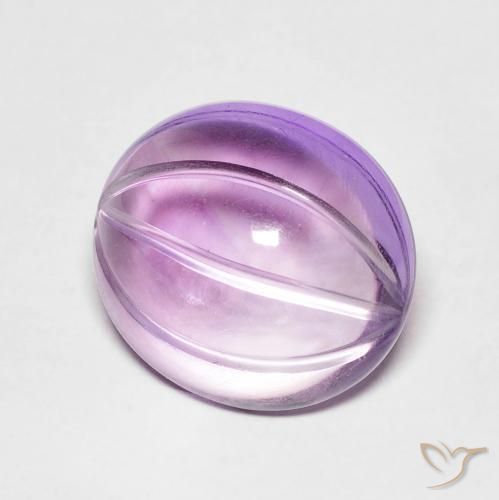 5.72 ct Violet Amethyst Stone, Natural Amethyst in Carved Oval Shape for Sale