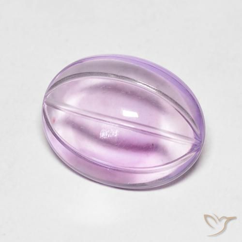 6.02 ct Violet Amethyst Stone, Natural Amethyst in Carved Oval Shape for Sale