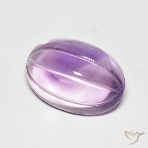 6.36 ct Violet Amethyst Stone, Natural Amethyst in Carved Oval Shape for Sale