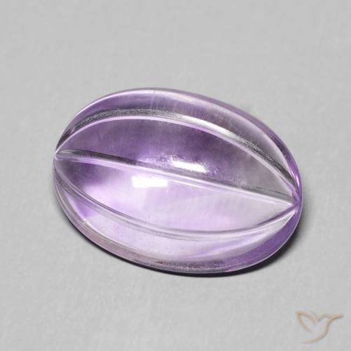 7.18 ct Violet Amethyst Stone, Natural Amethyst in Carved Oval Shape for Sale
