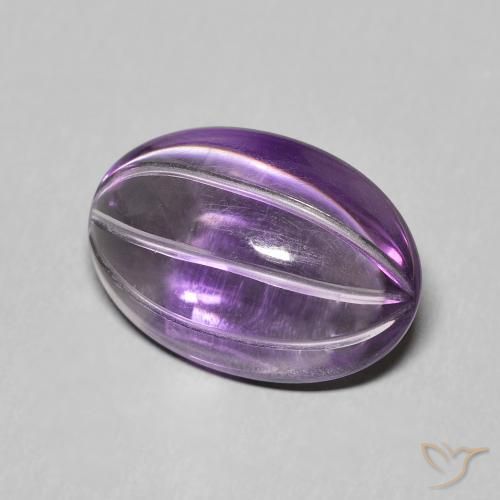 6.26 ct Violet Amethyst Stone, Natural Amethyst in Carved Oval Shape for Sale