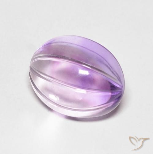 5.71 ct Violet Amethyst Stone, Natural Amethyst in Carved Oval Shape for Sale