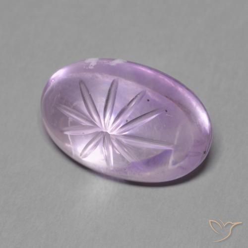 5.61 ct Violet Amethyst Stone, Natural Amethyst in Carved Oval Shape for Sale