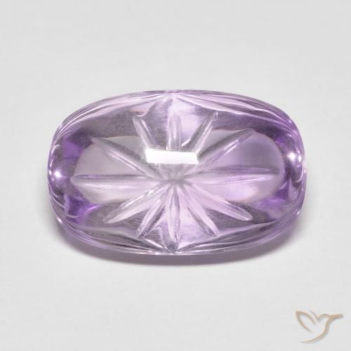 7.48 ct Violet Amethyst Stone, Natural Amethyst in Carved Oval Shape for Sale