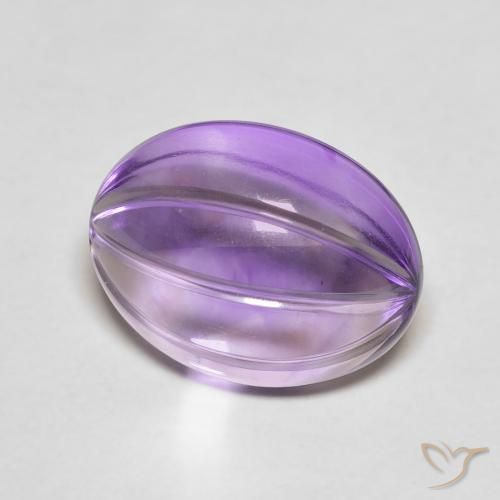5.39 ct Violet Amethyst Stone, Natural Amethyst in Carved Oval Shape for Sale