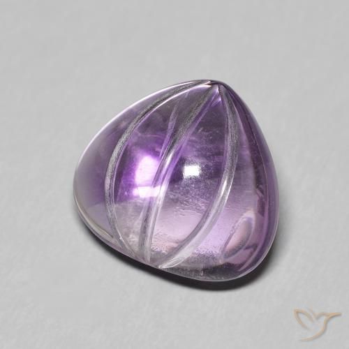 5.56 ct Violet Amethyst Stone, Natural Amethyst in Carved Pear Shape for Sale