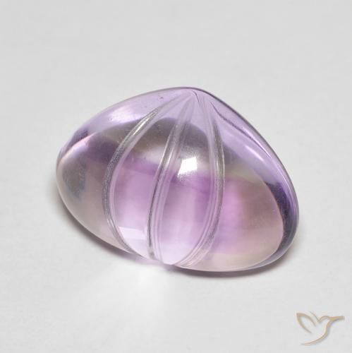 5.90 ct Violet Amethyst Stone, Natural Amethyst in Carved Pear Shape for Sale