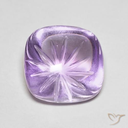 8.59 ct Violet Amethyst Stone, Natural Amethyst in Carved Cushion Shape for Sale