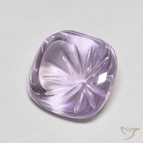 7.08 ct Violet Amethyst Stone, Natural Amethyst in Carved Cushion Shape for Sale