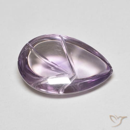 7.22 ct Violet Amethyst Stone, Natural Amethyst in Carved Pear Shape for Sale