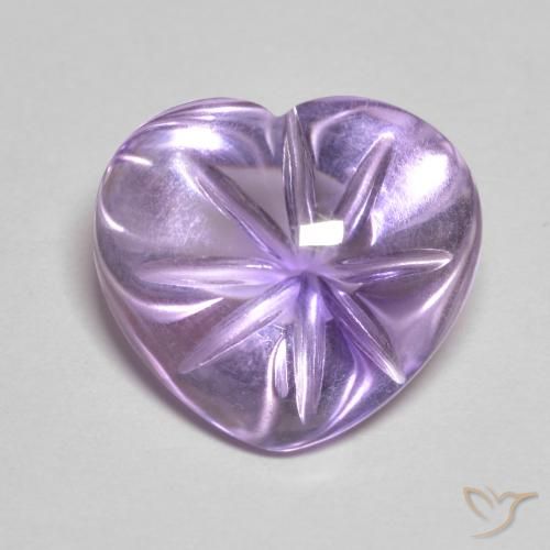 6.37 ct Violet Amethyst Stone, Natural Amethyst in Carved Heart Shape for Sale