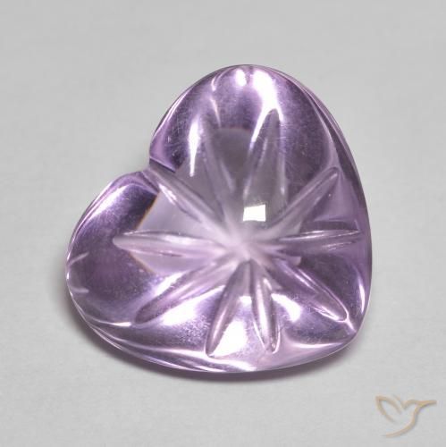 6.81 ct Violet Amethyst Stone, Natural Amethyst in Carved Heart Shape for Sale