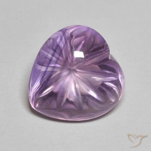 5.59 ct Violet Amethyst Stone, Natural Amethyst in Carved Heart Shape for Sale