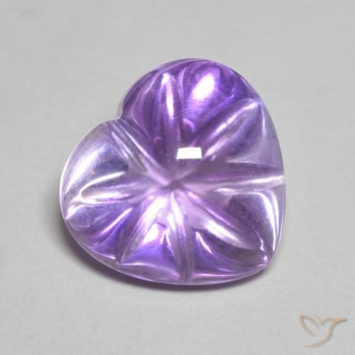 3.90 ct Violet Amethyst Stone, Natural Amethyst in Carved Heart Shape for Sale