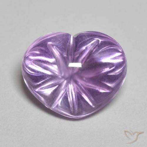6.76 ct Violet Amethyst Stone, Natural Amethyst in Carved Heart Shape for Sale