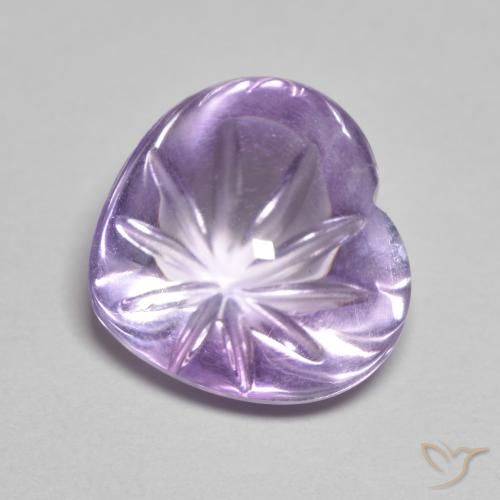 5.78 ct Violet Amethyst Stone, Natural Amethyst in Carved Heart Shape for Sale