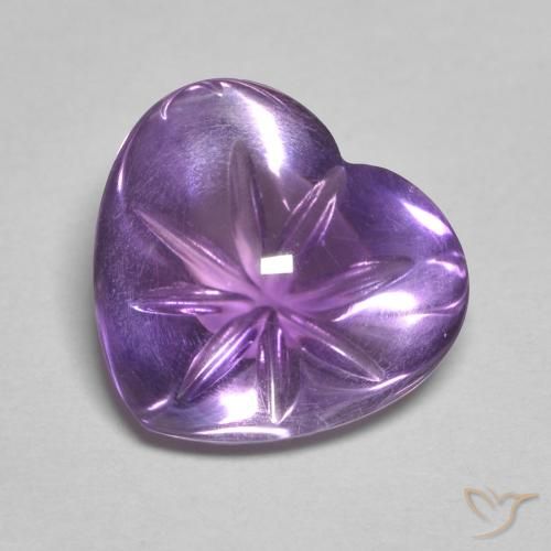 3.70 ct Violet Amethyst Stone, Natural Amethyst in Carved Heart Shape for Sale