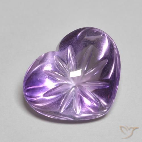 5.94 ct Violet Amethyst Stone, Natural Amethyst in Carved Heart Shape for Sale