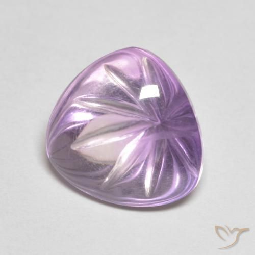 6.10 ct Violet Amethyst Stone, Natural Amethyst in Carved Trillion Shape for Sale