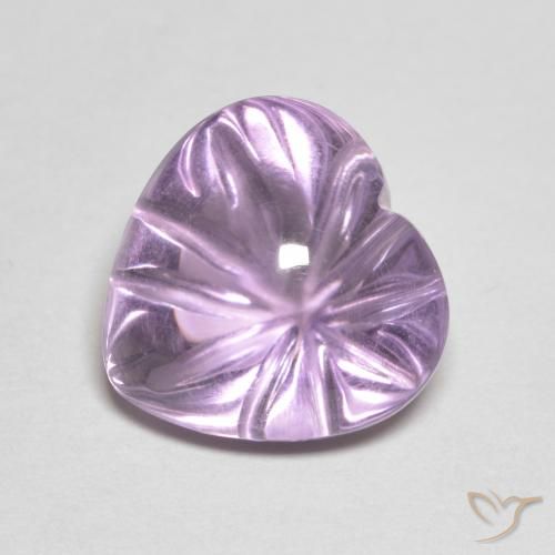 5.76 ct Violet Amethyst Stone, Natural Amethyst in Carved Heart Shape for Sale
