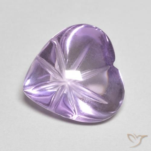5.23 ct Violet Amethyst Stone, Natural Amethyst in Carved Heart Shape for Sale